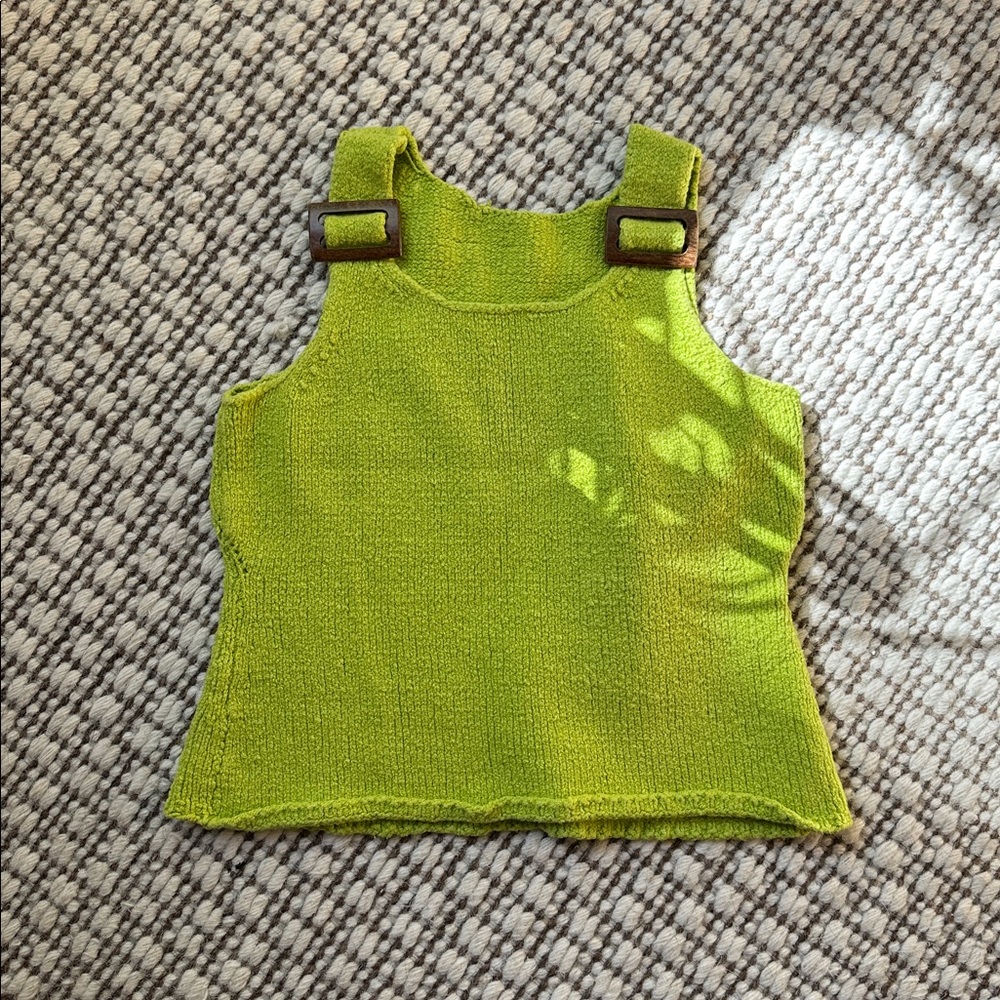 Handmade Lime Green Knit Top Y2K
